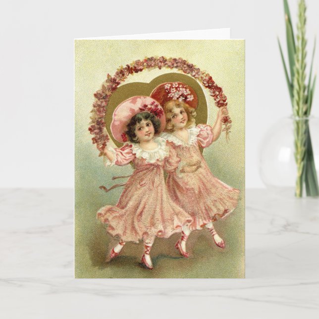 Tarjeta Festiva Amistad rosada del el día de San Valentín del (Anverso)