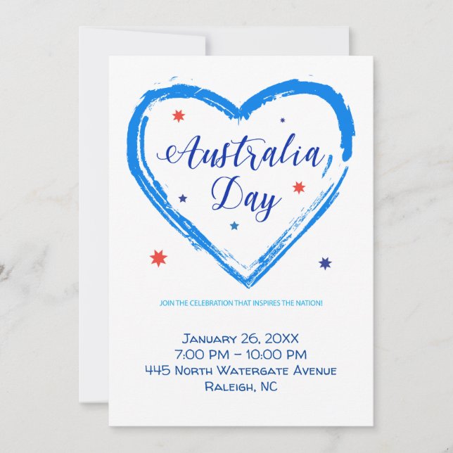 Tarjeta Festiva "AMO A AUSTRALIA" Día de Australia 26 de enero (Anverso)