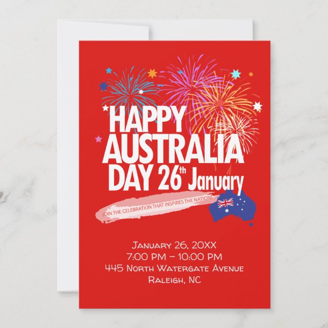Tarjeta Festiva "AMO A AUSTRALIA" Día de Australia 26 de enero (Anverso)