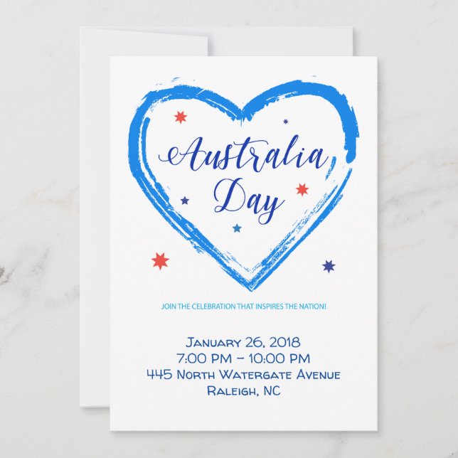 Tarjeta Festiva "AMO A AUSTRALIA" Día de Australia 26 de enero (Anverso)