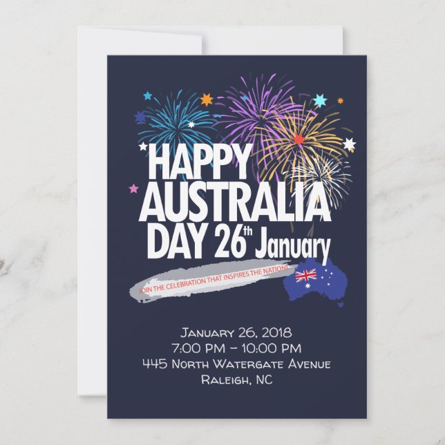 Tarjeta Festiva "AMO A AUSTRALIA" Día de Australia 26 de enero (Anverso)