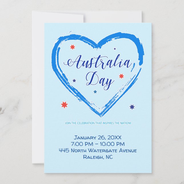 Tarjeta Festiva "AMO A AUSTRALIA" Día de Australia 26 de enero (Anverso)