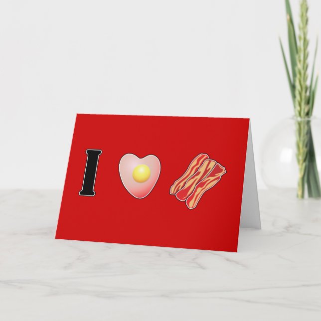 Tarjeta Festiva Amo a Bacon... y te amo a San Valentín (Anverso)