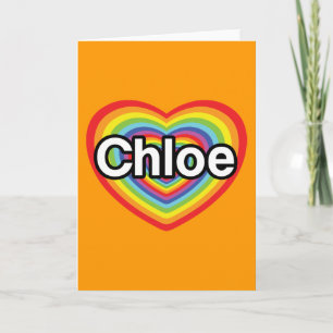 Tarjeta Festiva Amo a Chloe: corazón del arco iris