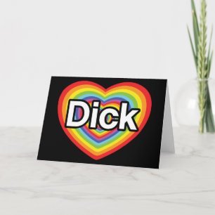 Tarjeta Festiva Amo a Dick: corazón arcoiris