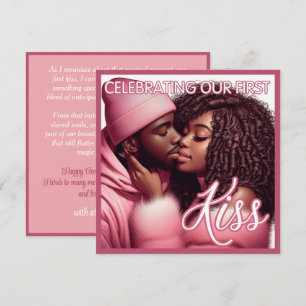 Tarjeta Festiva Amo a la pareja afroamericana primero beso