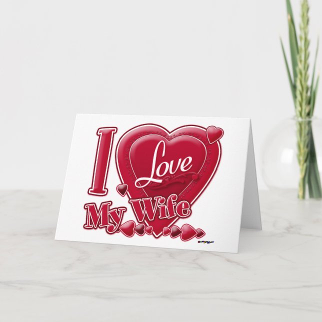 Tarjeta Festiva Amo a mi esposa roja - corazón (Anverso)