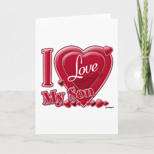 Tarjeta Festiva Amo a mi hijo rojo - corazón