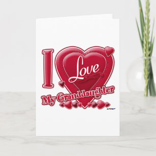 Tarjeta Festiva Amo a mi nieta roja - corazón