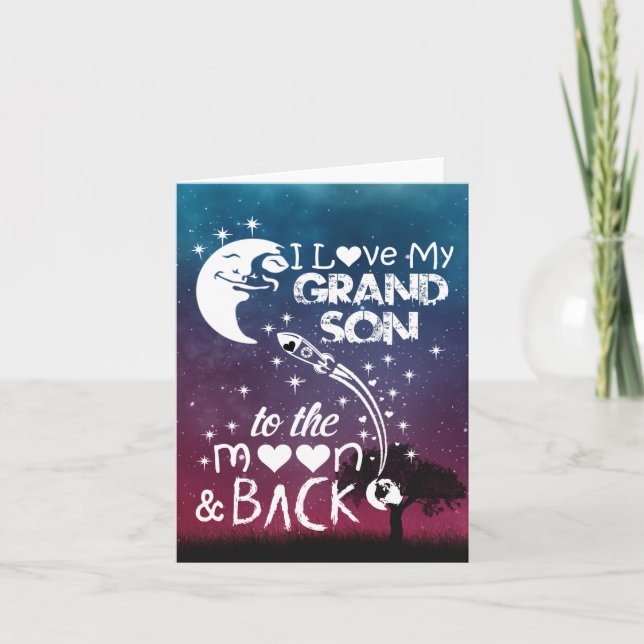 Tarjeta Festiva Amo a mi nieto a la luna y de vuelta (Anverso)