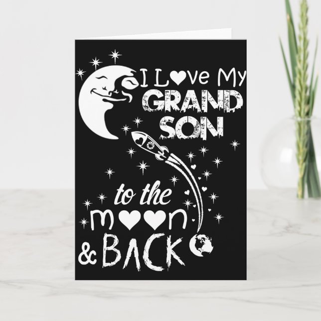 Tarjeta Festiva Amo a mi nieto a la luna y de vuelta (Anverso)