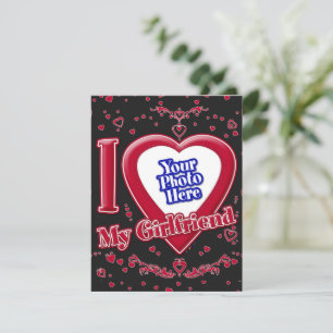 Tarjeta Festiva Amo a mi novia foto corazón rojo negro