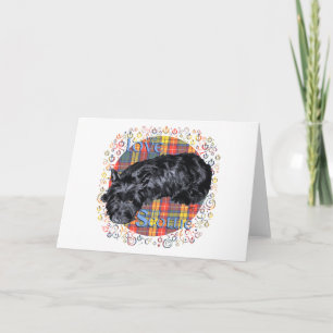 Tarjeta Festiva Amo a mi Scottie a cuadros