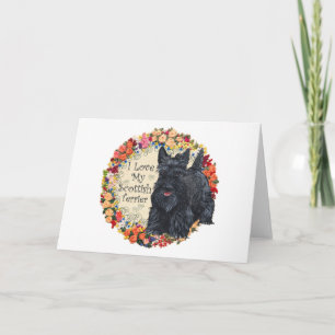 Tarjeta Festiva Amo a mi terrier escocés