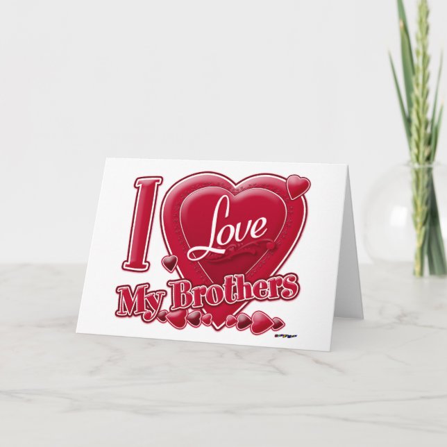 Tarjeta Festiva Amo a mis hermanos rojos - corazón (Anverso)