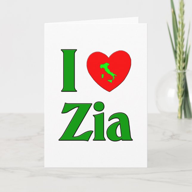 Tarjeta Festiva Amo a Zia (tía italiana) (Anverso)