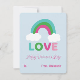 Tarjeta Festiva Amo arcoiris Salón de clases para niños Valentine