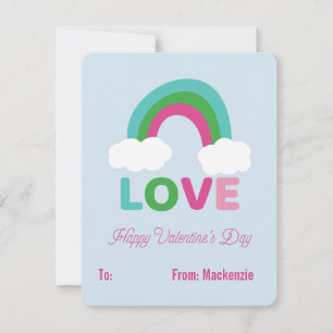 Tarjeta Festiva Amo arcoiris Salón de clases para niños Valentine
