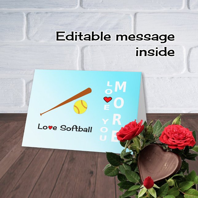 Tarjeta Festiva Amo Día de San Valentín Softball deportes romántic (Subido por el creador)