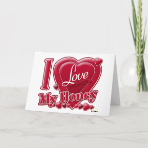 Tarjeta Festiva Amo mi miel roja - corazón
