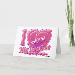Tarjeta Festiva Amo mi rosa/púrpura - corazón de Brother