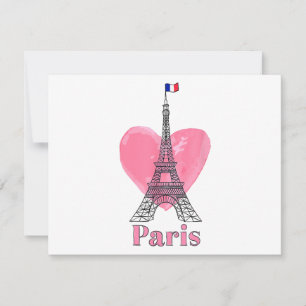 Tarjeta Festiva Amo París Torre Eiffel Francia Regalo
