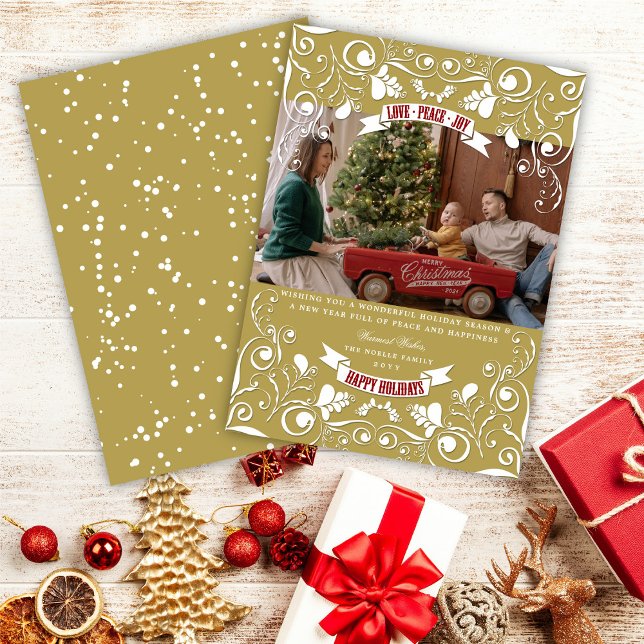 Tarjeta Festiva Amo paz alegría Art Nouveau Floral Flourifoto (Subido por el creador)