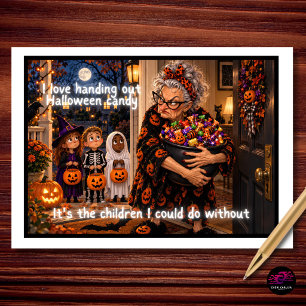 Tarjeta Festiva Amo repartir dulces de Halloween