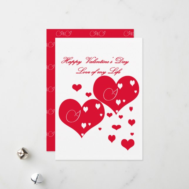 Tarjeta Festiva Amor a mi vida por los corazones rojos y blancos (Anverso/Reverso In Situ)