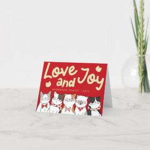 Tarjeta Festiva Amor & Alegría Gatos Divertidos Modernos y Lindos 