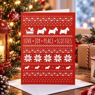 Tarjeta Festiva Amor Alegría Paz Scotties Navidades Festivas