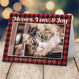 Tarjeta Festiva Amor & Alegría Plaid Divertido Gato Mascota Foto