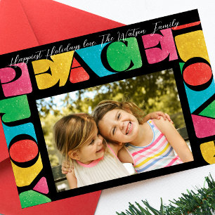 Tarjeta Festiva amor colorido PAZ ALEGRÍA un foto marco moderno