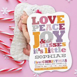 Tarjeta Festiva Amor Colorido Paz Alegría Y Besos De Bebé Cartas
