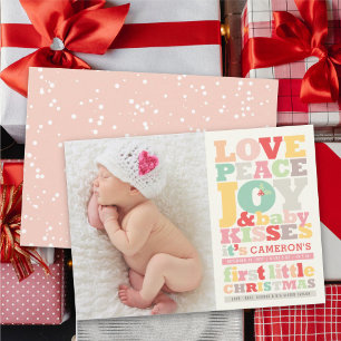 Tarjeta Festiva Amor Colorido Paz Alegría Y Besos De Bebé Cartas