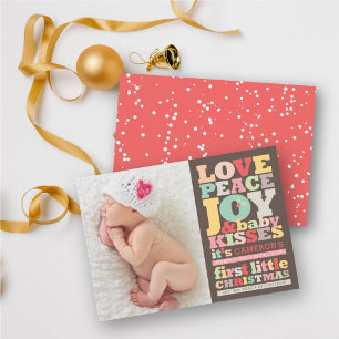 Tarjeta Festiva Amor Colorido Paz Alegría Y Besos De Bebé Cartas