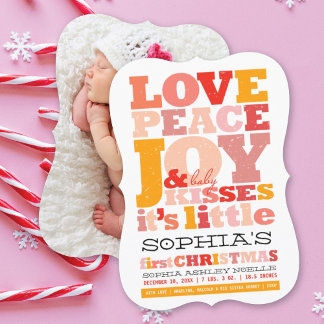 Tarjeta Festiva Amor Colorido Paz Alegría Y Besos De Bebé Cartas
