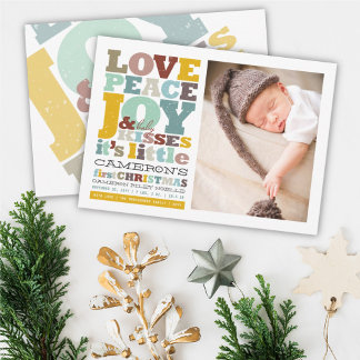 Tarjeta Festiva Amor Colorido Paz Alegría Y Besos De Bebé Cartas