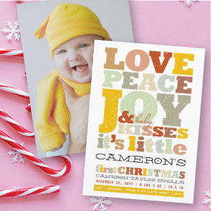 Tarjeta Festiva Amor Colorido Paz Alegría Y Besos De Bebé Cartas