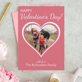 Tarjeta Festiva Amor Corazón Familia Foto Día de San Valentín
