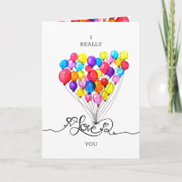 Tarjeta Festiva Amor Corazón Valentines BALLOON acuarela