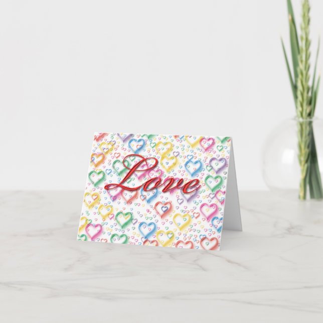 Tarjeta Festiva Amor Corazones Neon (Anverso)