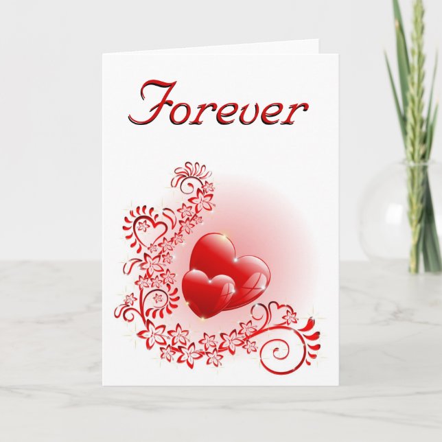 Tarjeta Festiva Amor Corazones Ornamentales (Anverso)