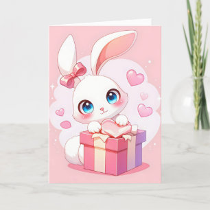 Tarjeta Festiva Amor de conejito blanco lindo