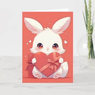 Tarjeta Festiva Amor de conejo Kawaii Anime