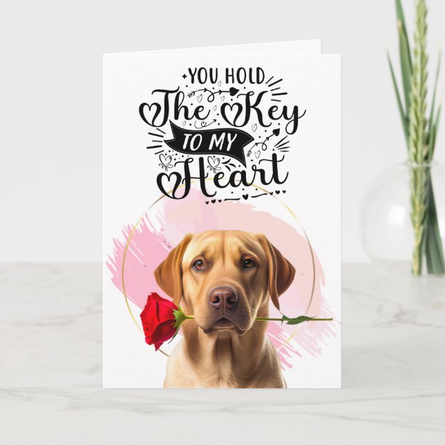 Tarjeta Festiva Amor de Golden Retriever Día de San Valentín perso (Anverso)