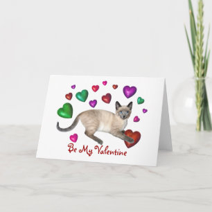 Tarjeta Festiva Amor de los corazones del gatito