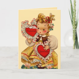 Tarjeta Festiva Amor de los corazones del vintage