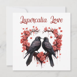 Tarjeta Festiva Amor de Lupercalia Cuervo y Rosas Día de San Valen