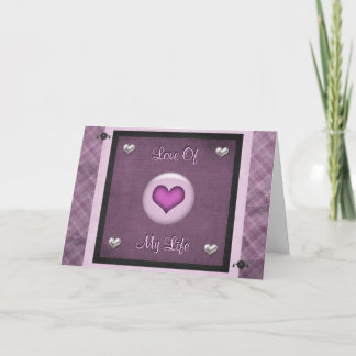 Tarjeta Festiva Amor De Mi Vida Día de San Valentín Púrpura Corazo